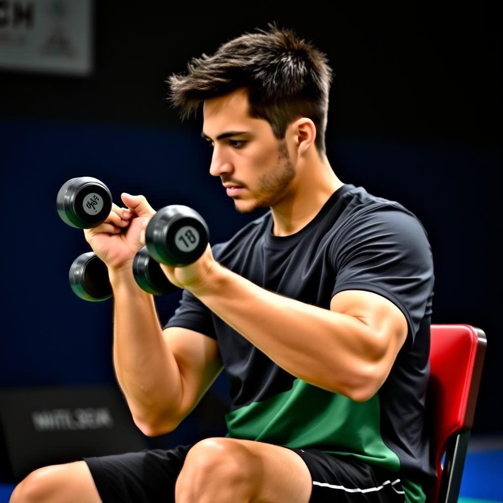 Dumbbell wrist curl untuk kekuatan pergelangan tangan Dumbbell wrist curl untuk kekuatan pergelangan tangan