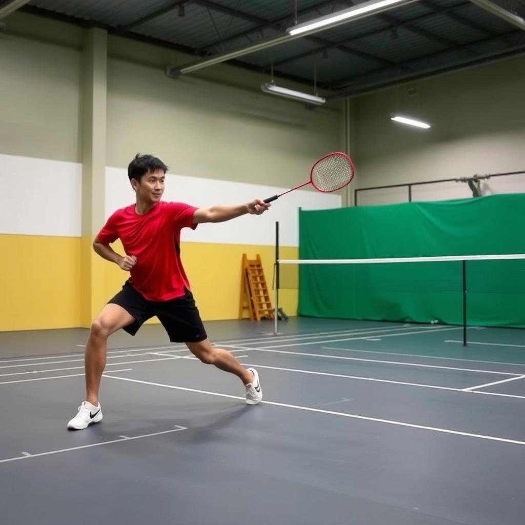 Lunges dengan rotasi untuk mobilitas badminton Lunges dengan rotasi untuk mobilitas badminton