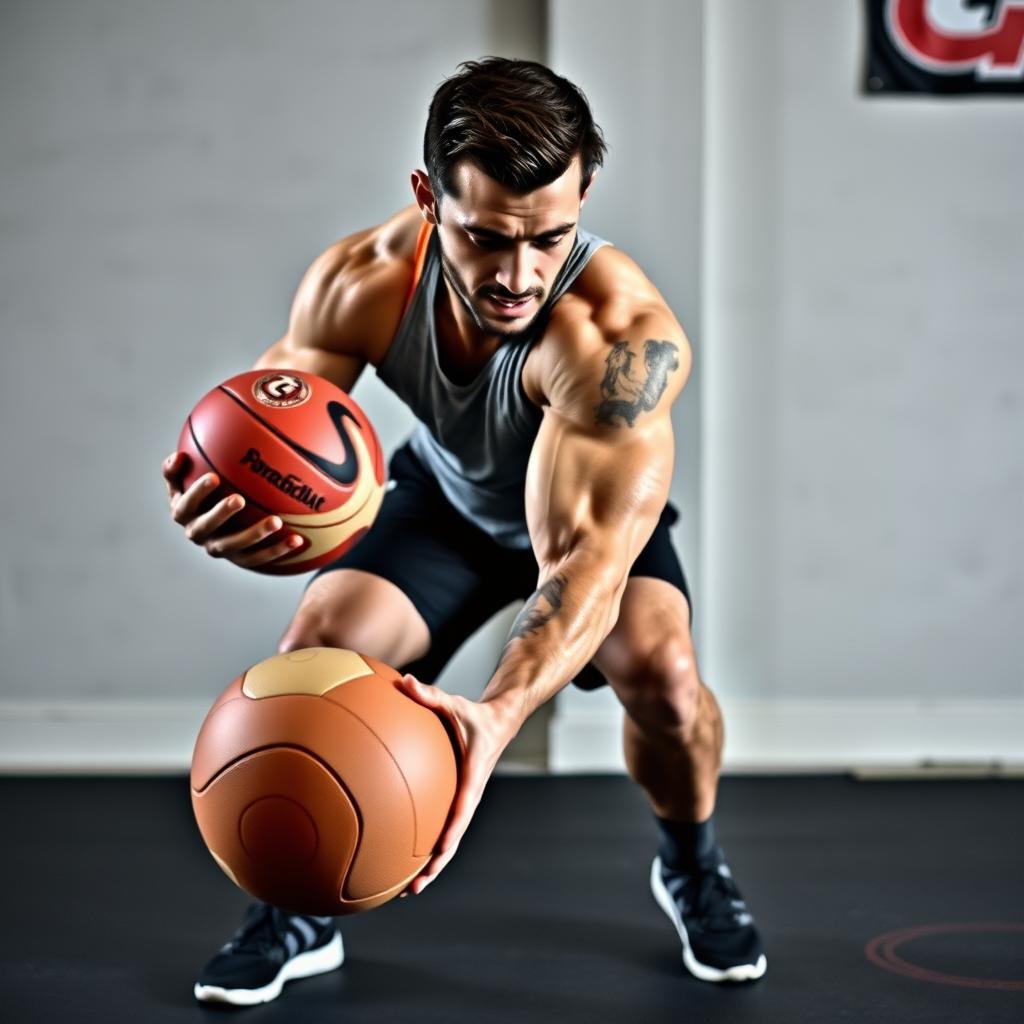 Medicine ball slam dengan tangkapan Medicine ball slam dengan tangkapan