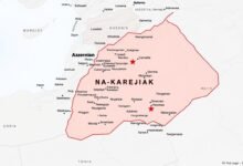 Peta wilayah Nagorno-Karabakh yang menunjukkan daerah sengketa antara Armenia dan Azerbaijan